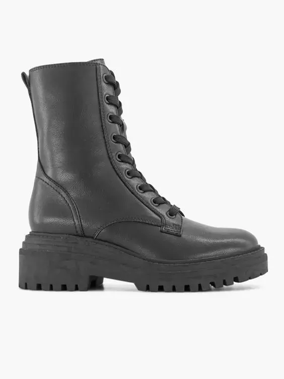 Zwarte chunky veterboot