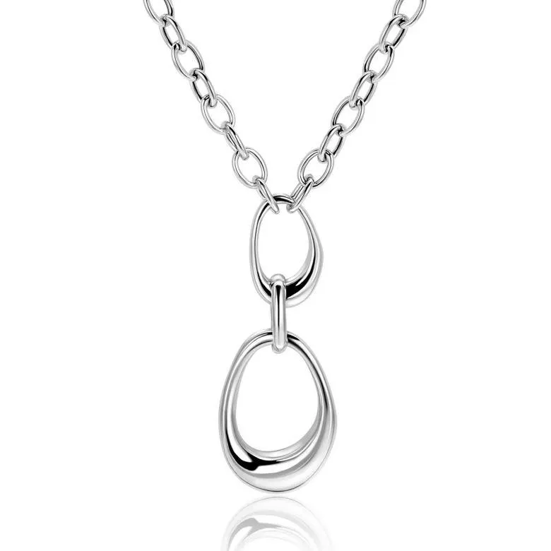 ZINZI zilveren Y-collier met paperclip schakels en drie organische vormen 48cm ZIC2670