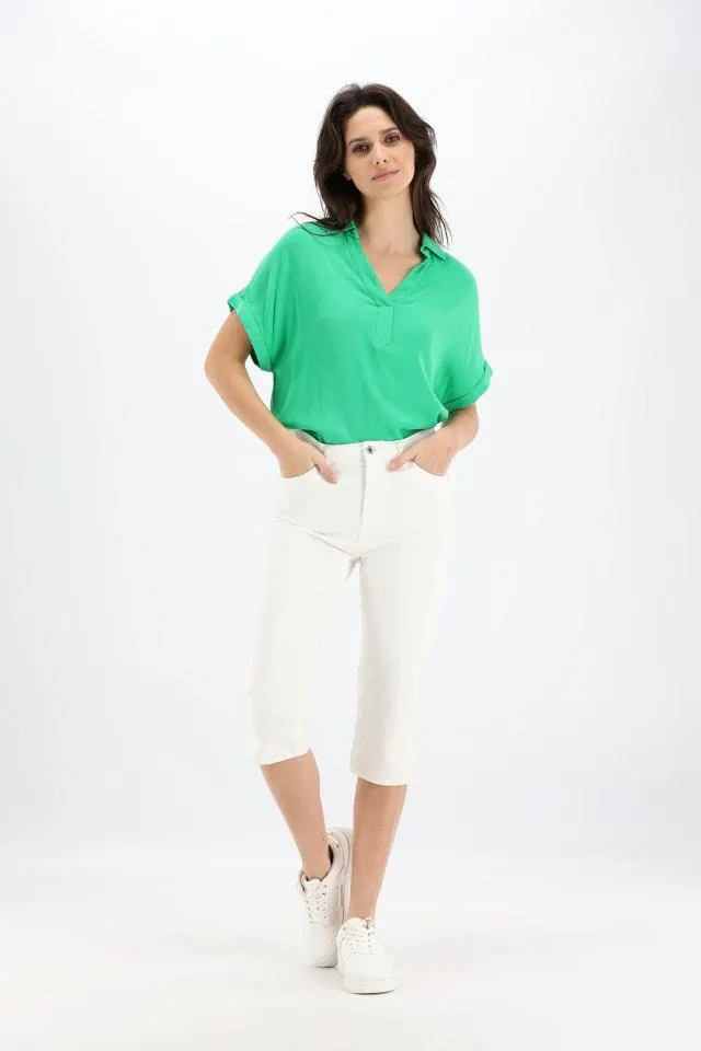 Witte driekwart jeans met hoge taille