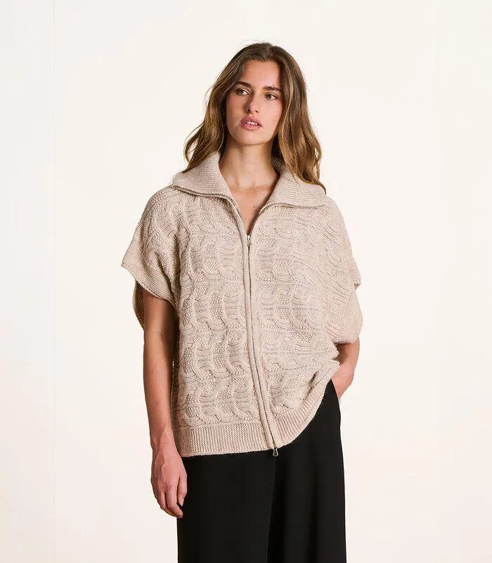 Vest met rits en beige twists
