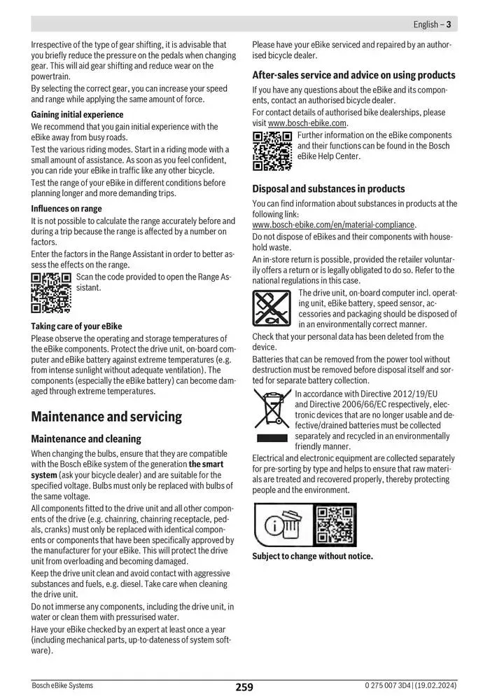 Electric Bike Manual van 12 februari tot 12 augustus 2025 - folder pagina 259