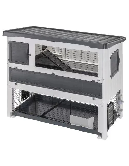 Ferplast Konijnenhok Grand Lodge 140 Plus - Dierenverblijf - 134x73x117 cm Grijs