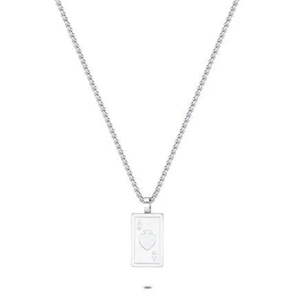 Halsketting in edelstaal, speelkaart aas