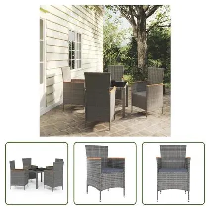 vidaXL Ensemble à dîner d'extérieur 5 pcs et coussins Résine tressée