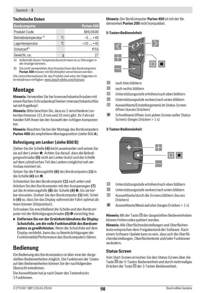 Electric Bike Manual van 12 februari tot 12 augustus 2025 - folder pagina 98