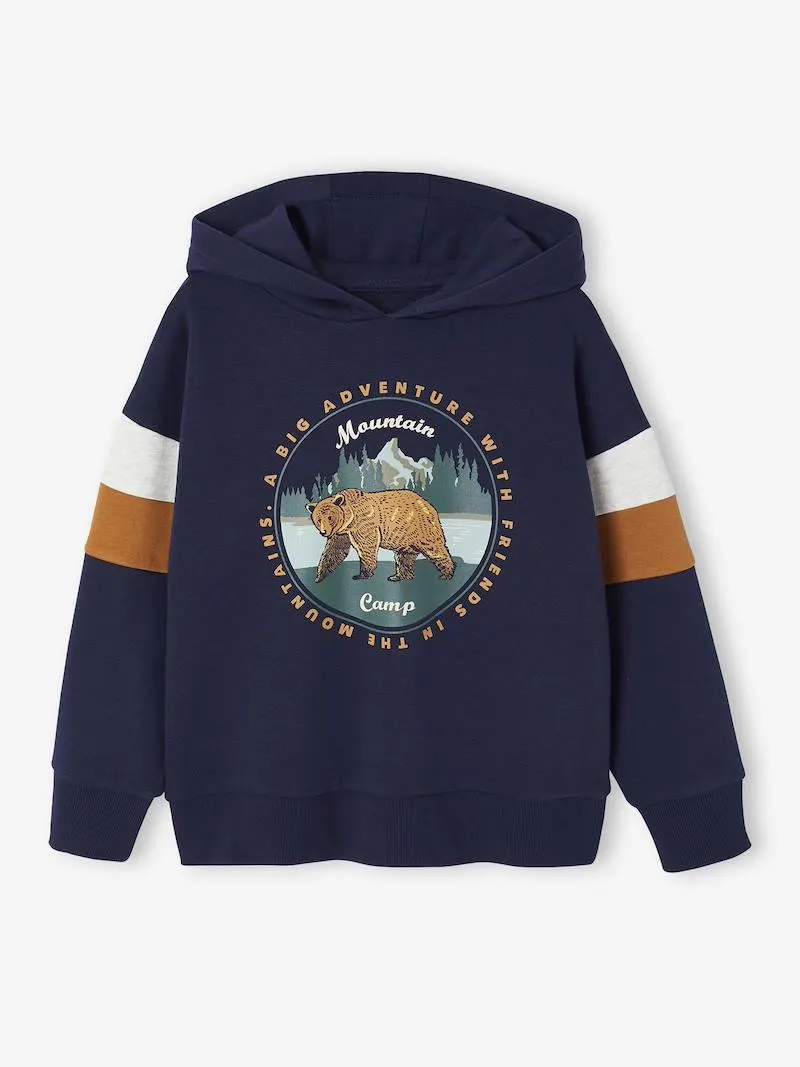 Sweat garçon à capuche motif placé - marine