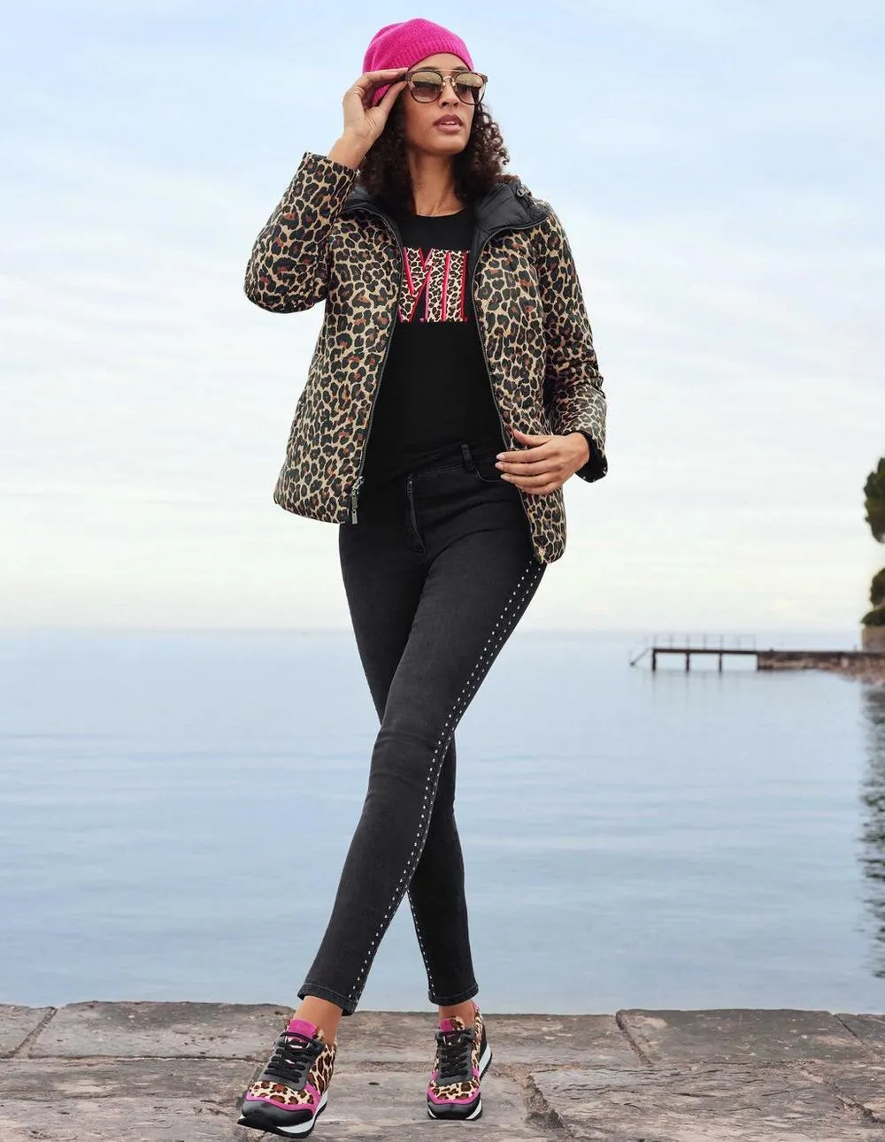 Gewatteerd omkeerbaar jack met capuchon