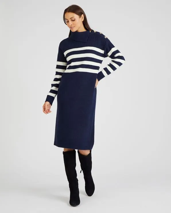 Trui jurk in marinière stijl