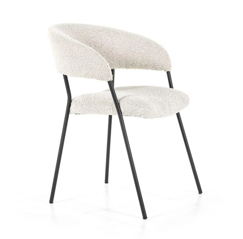 Eetkamerstoel bouclé met open rug - beige