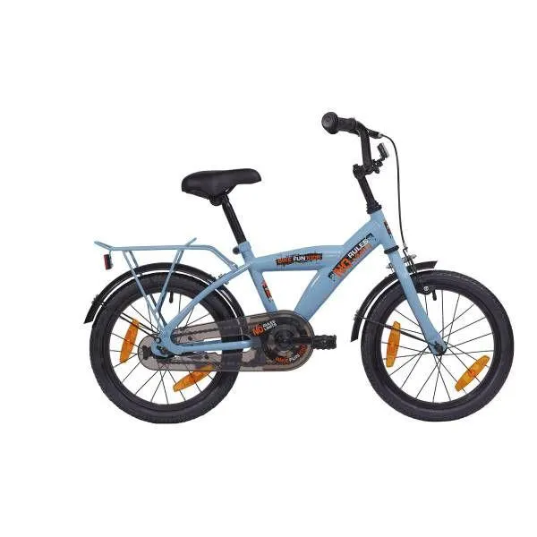 Bike fun 16 inch jongensfiets blauw no rules no limit