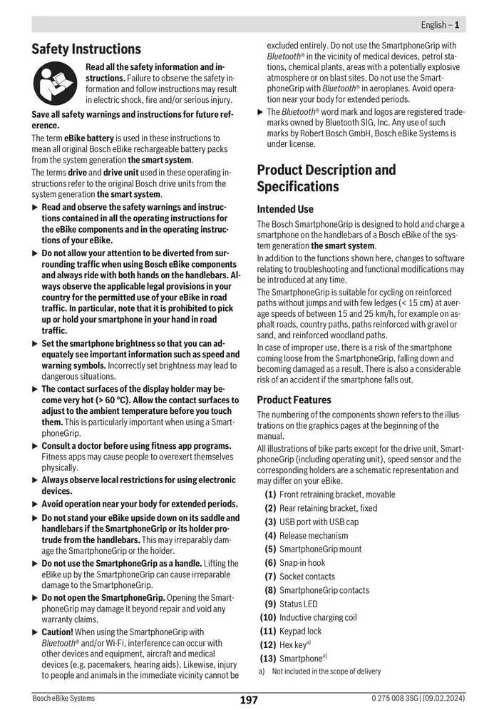 Electric Bike Manual van 12 februari tot 12 augustus 2025 - folder pagina 197