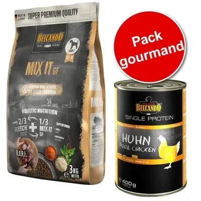 Lot Belcando Mix It Grain-Free 3 kg + Belcando Single Protein 6 x 400 g pour chien