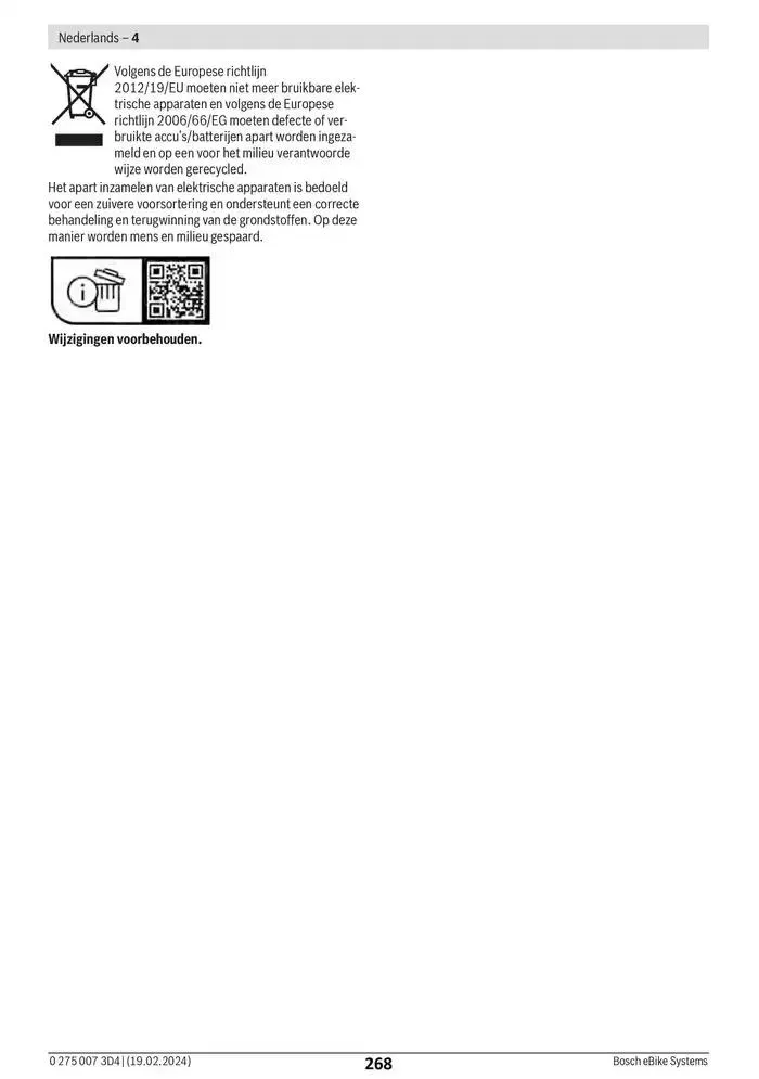Electric Bike Manual van 12 februari tot 12 augustus 2025 - folder pagina 268