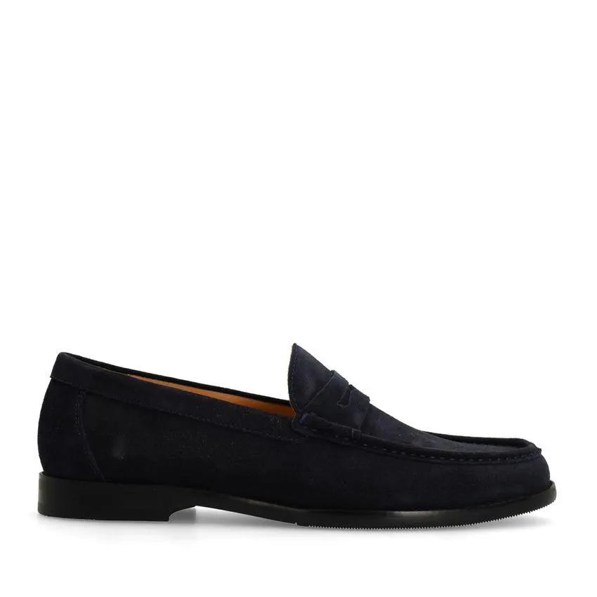 Donkerblauwe suède loafers