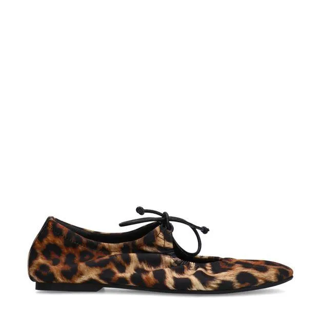 Leopard ballerina's met veters