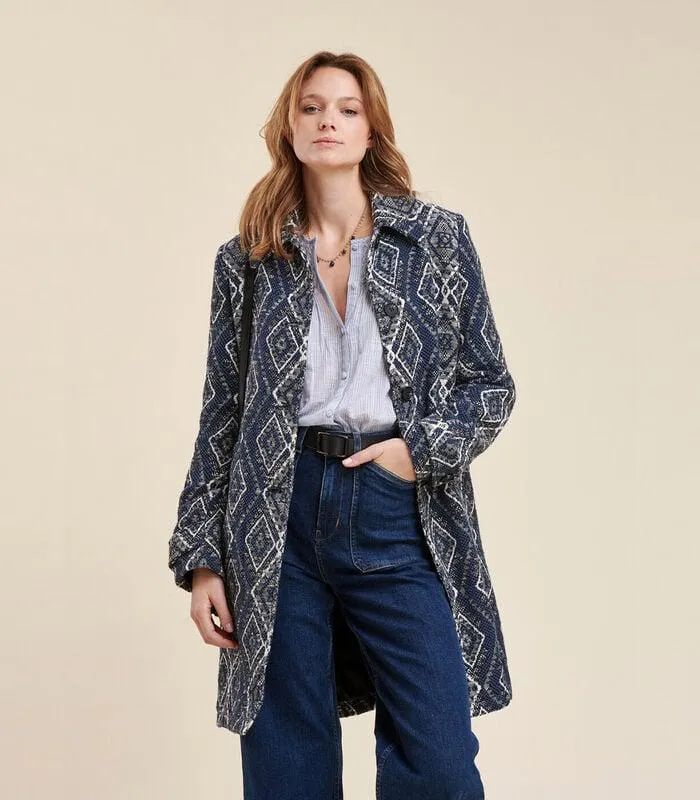 Geometrische Jacquard -jas