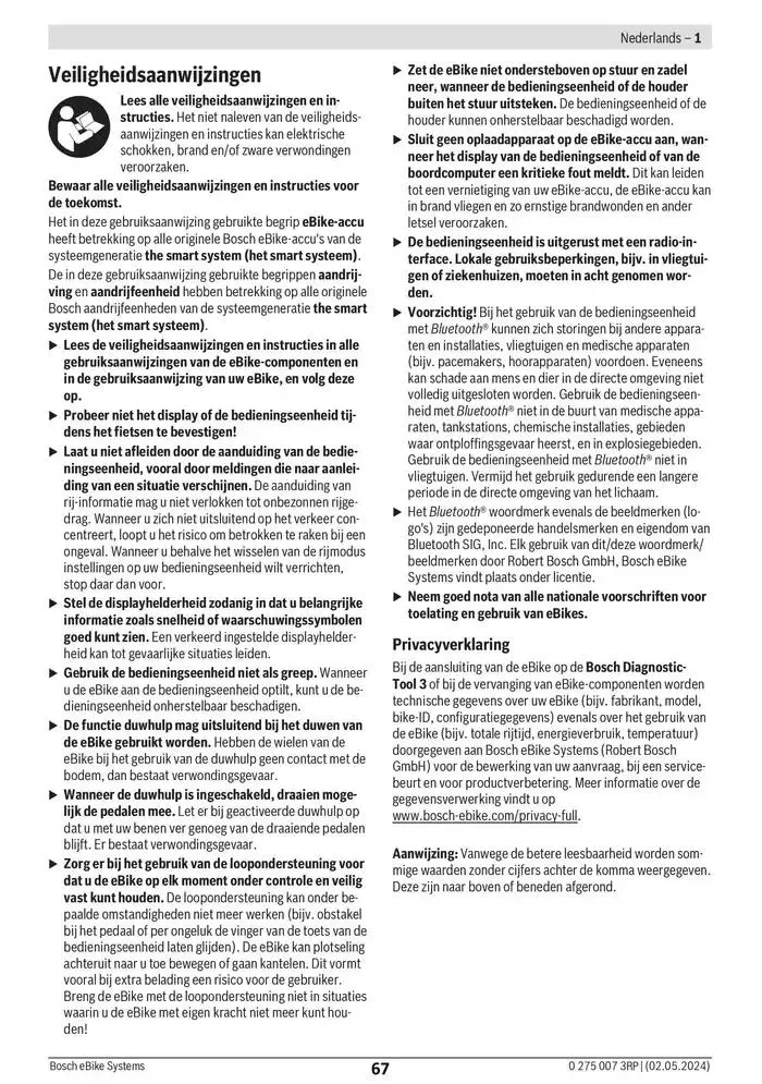 Electric Bike Manual van 12 februari tot 12 augustus 2025 - folder pagina 67