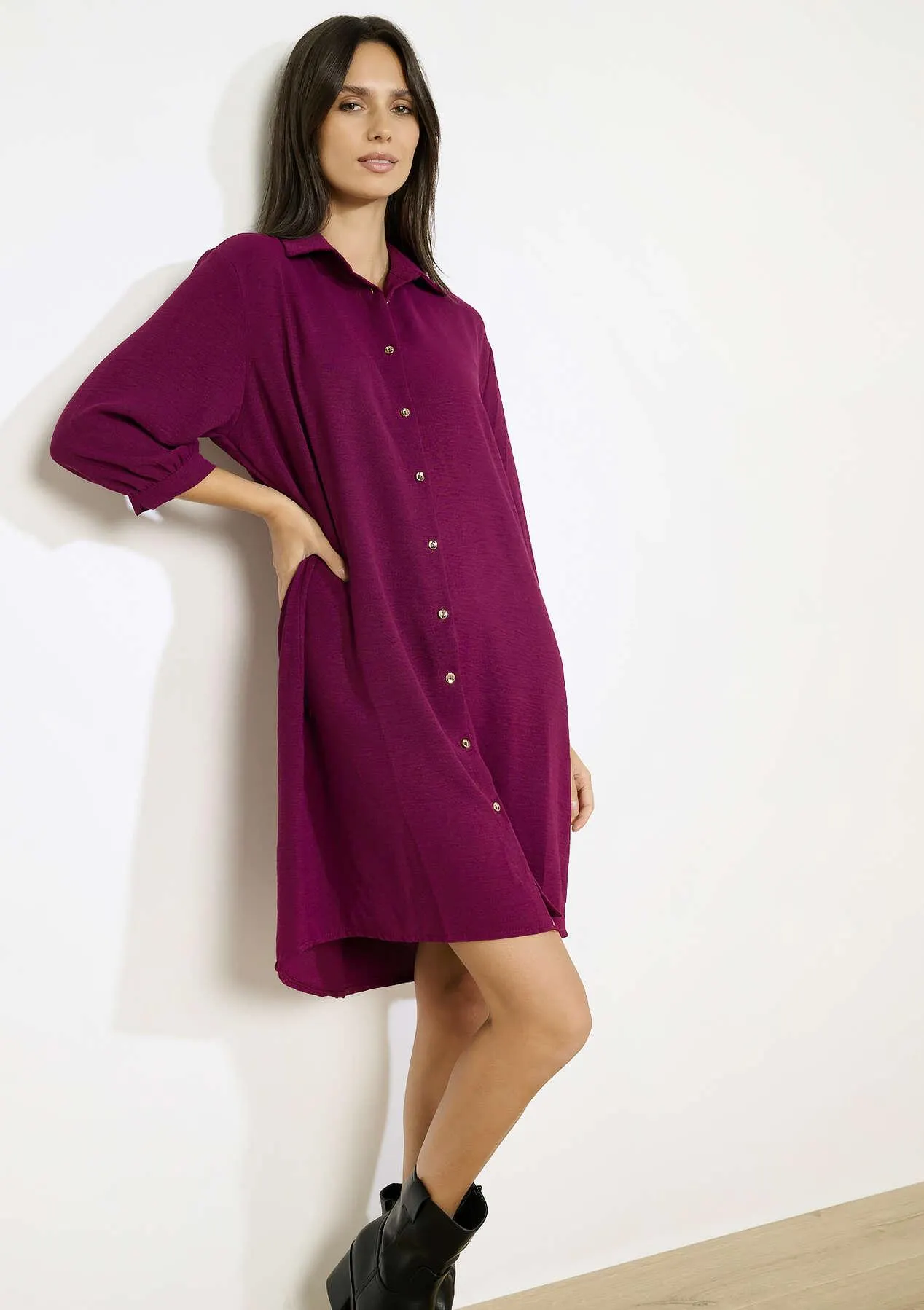 Oversized fluid shirt dress