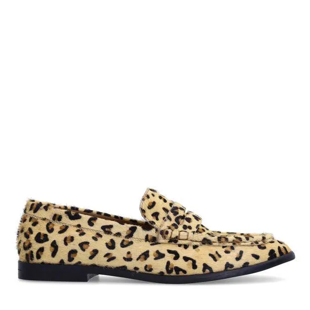 Leopard leren loafers