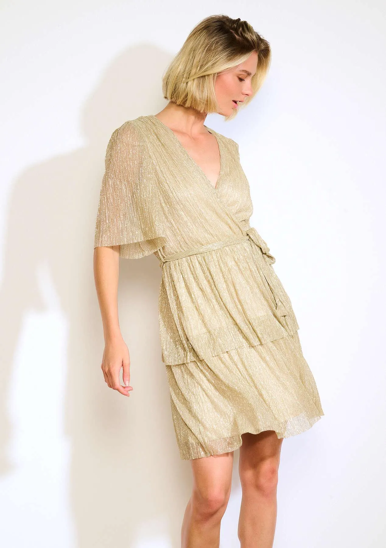 Shiny pleated short dress