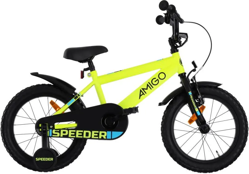 AMIGO Speeder 16 Inch Jongens Terugtraprem Geel/Zwart