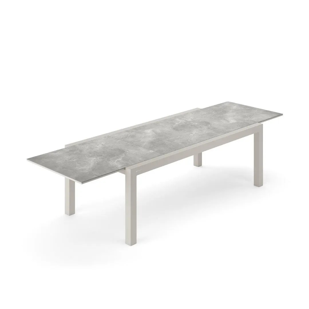 Livorno tafel 220-330x105 sand mat palladium grey