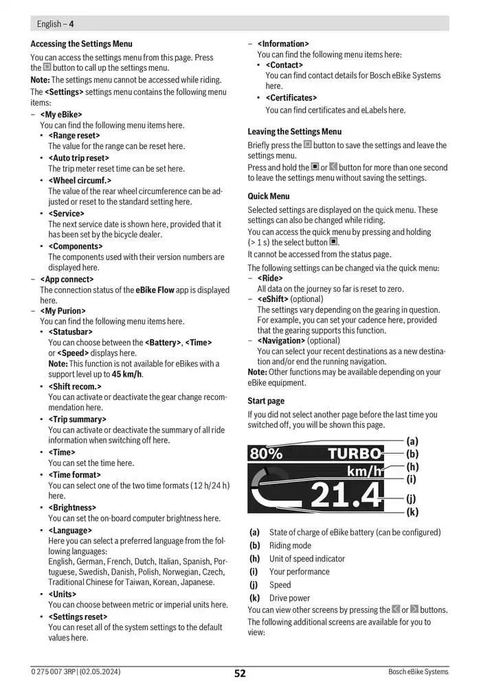 Electric Bike Manual van 12 februari tot 12 augustus 2025 - folder pagina 52