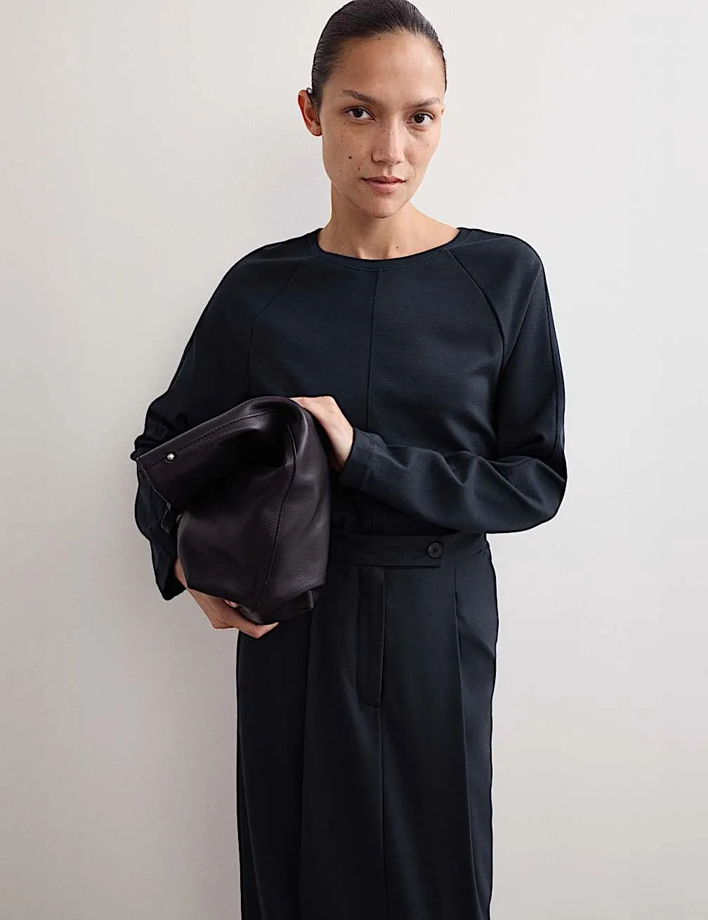 Ribbed Seam Detail Long Sleeve Top