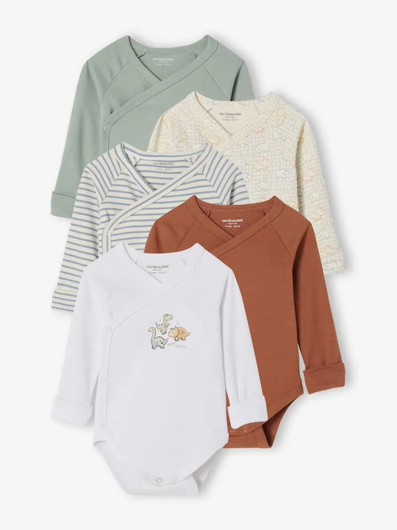 Lot de 5 bodies naissance évolutifs thème dinosaures - vert