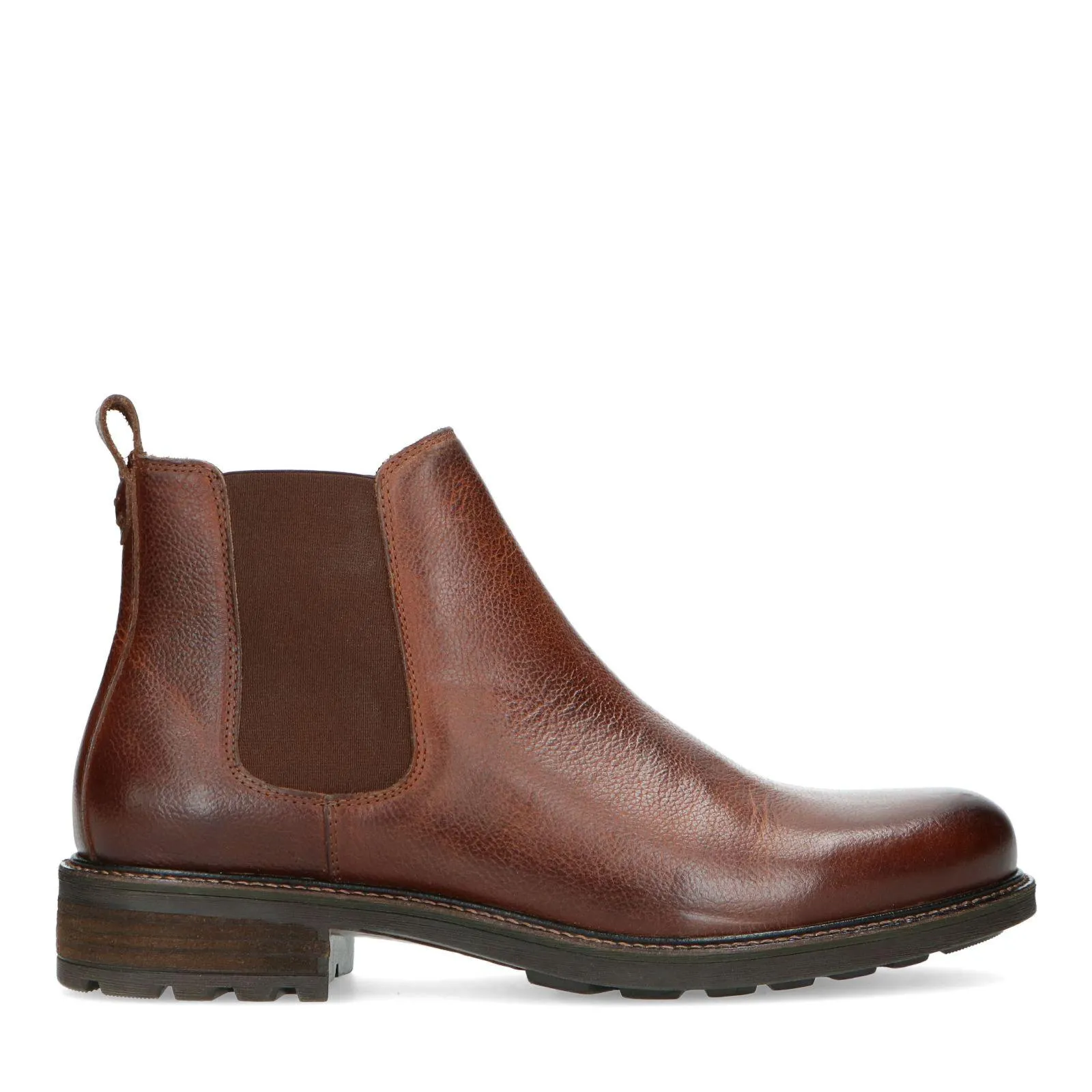 Manfield Cognac leren chelsea boots