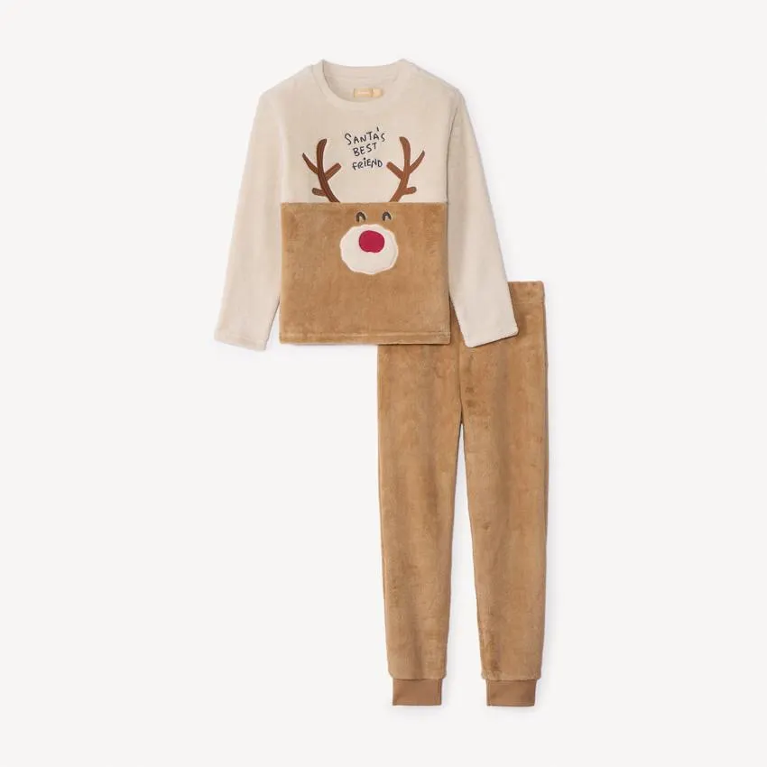 Set pyjama 2 pièces Renne de Noël en sherpa pour garçon