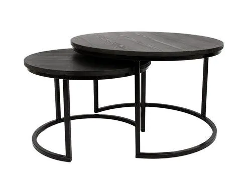 MaximaVida salontafel set Chicago zwart 58 en 45 cm - pinewood fineer