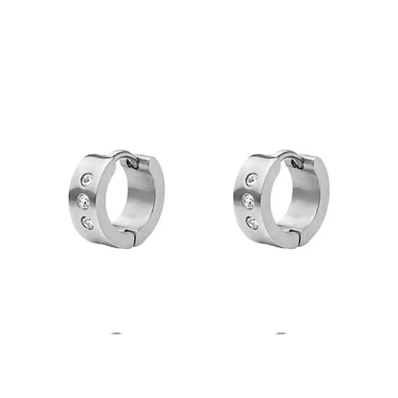 Oorringen in edelstaal, met zirkonia
