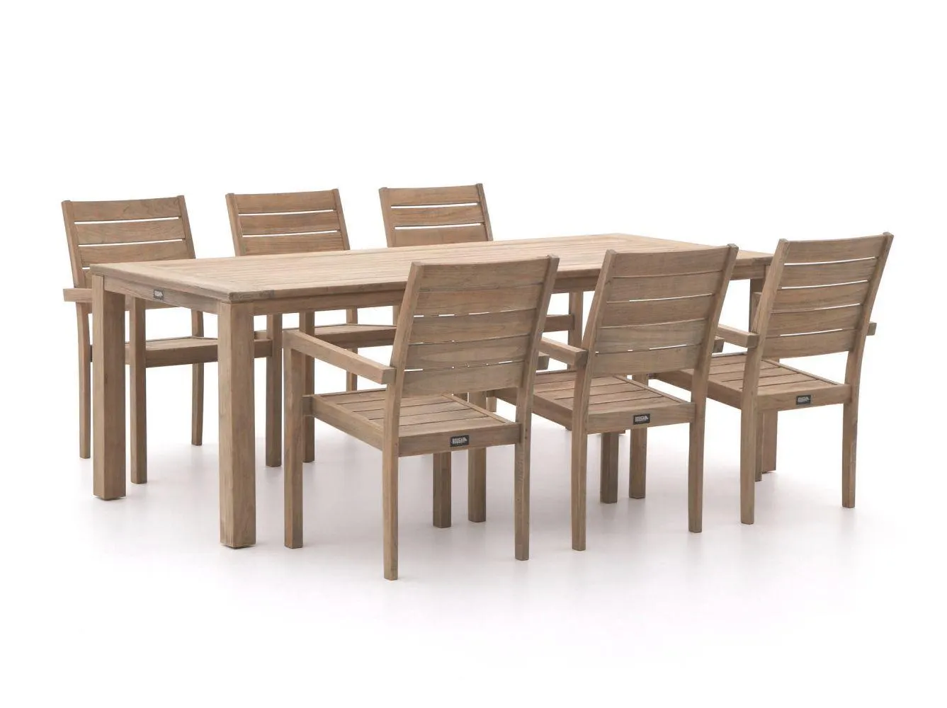 ROUGH-S 220cm dining tuinset 7-delig stapelbaar