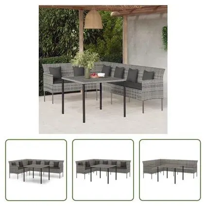 vidaXL Ensemble à manger de jardin et coussins 2 pcs gris rotin