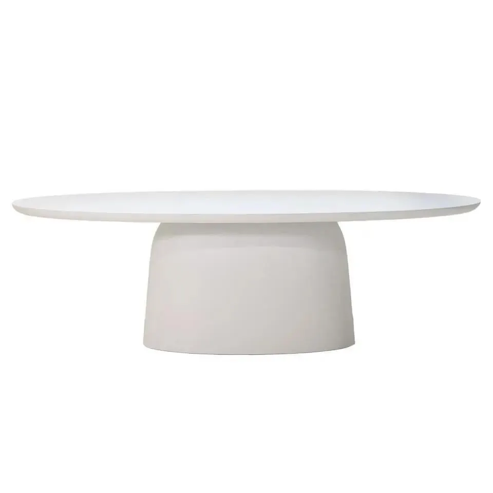 Eettafel Ovaal 240cm - Wit Betonlook - Myrna