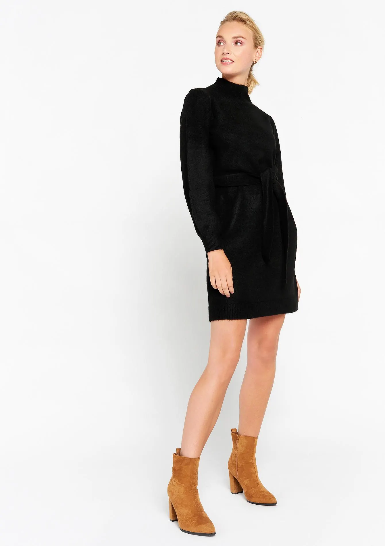 Pullover dress with turtleneck