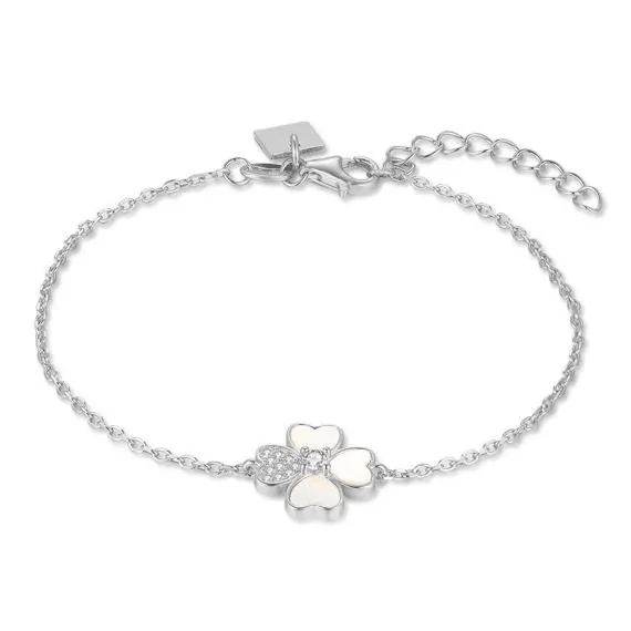 Armband in zilverkleurig edelstaal, 4 hartjes