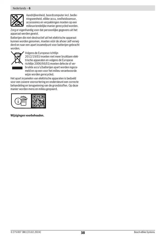 Electric Bike Manual van 12 februari tot 12 augustus 2025 - folder pagina 38