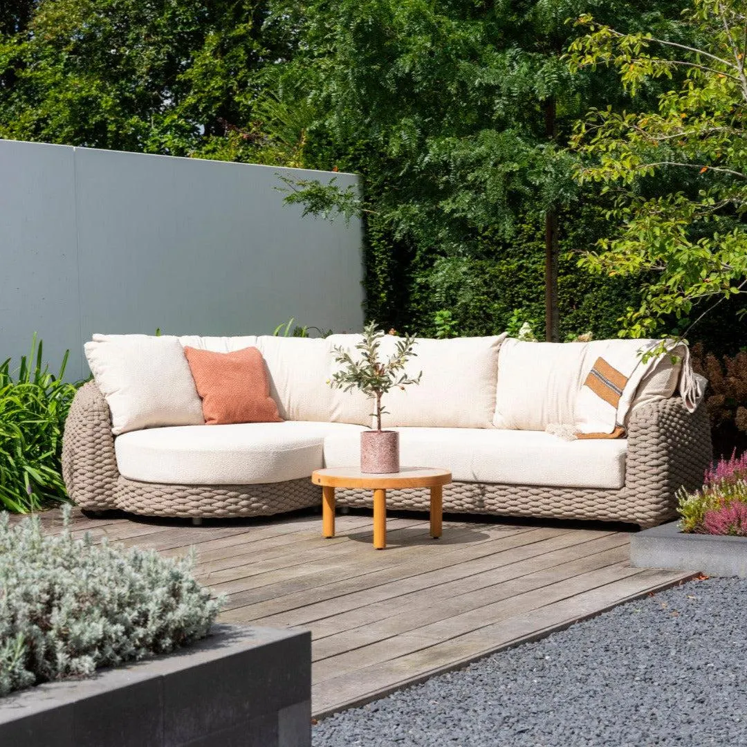 Maxime loungeset in beige gevlochten touw en all-weather kussens rechts