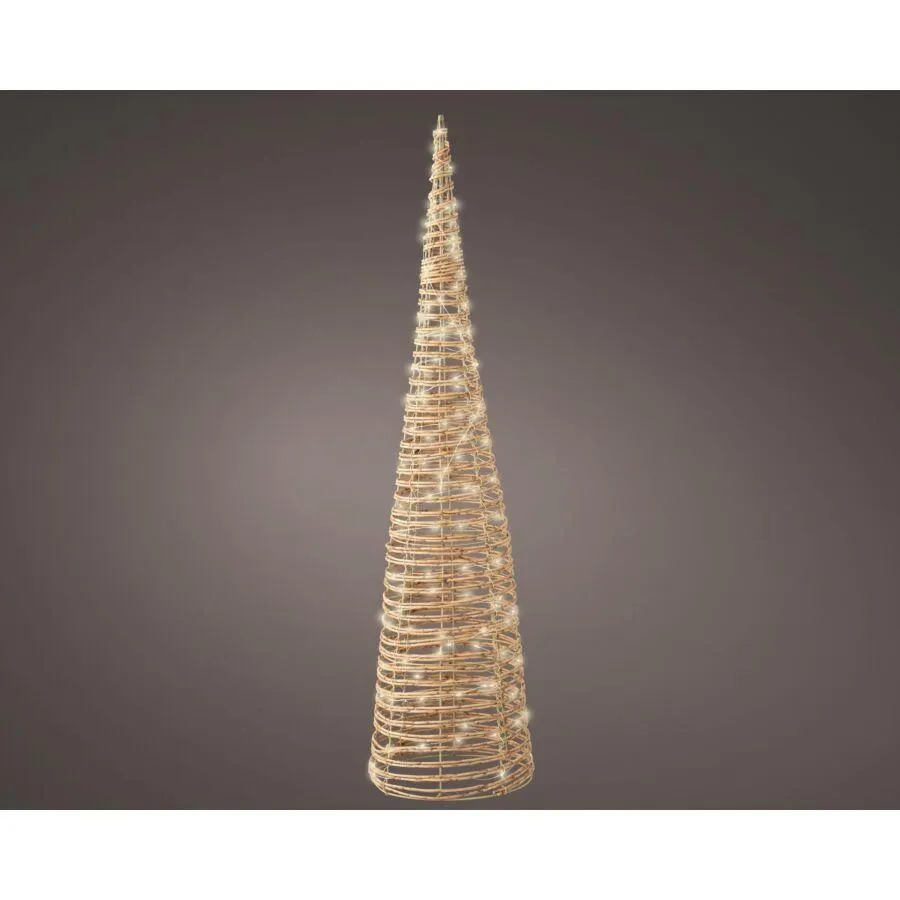 Lumineo LED kegel buitenverlichting wicker 90cm beige