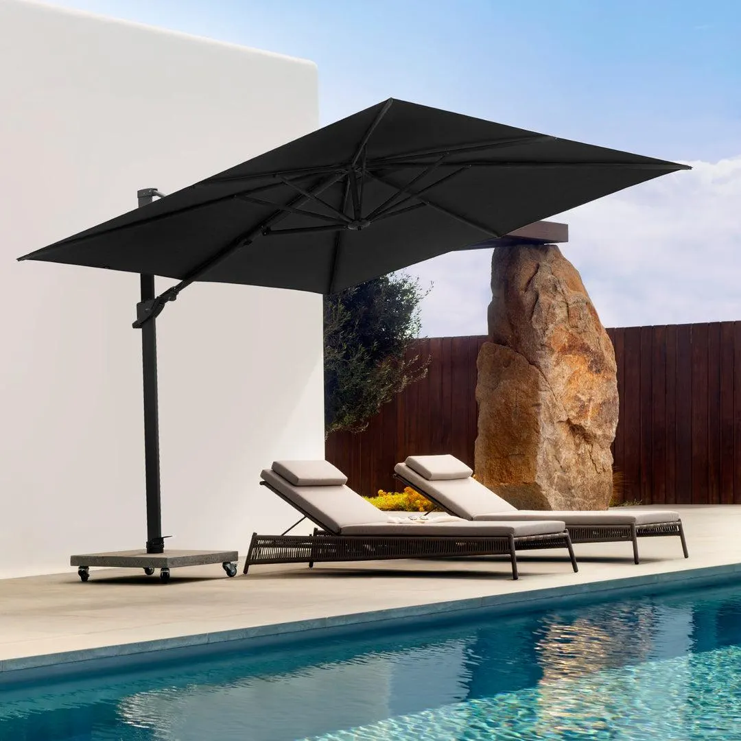 Azore Zweefparasol 300x300 parasol+voet+hoes Acryl Black/Black