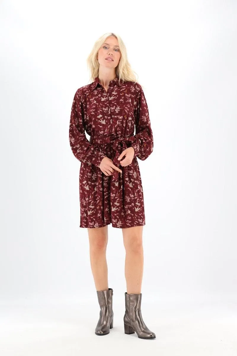 Bordeaux/goud kort geprinte jurk