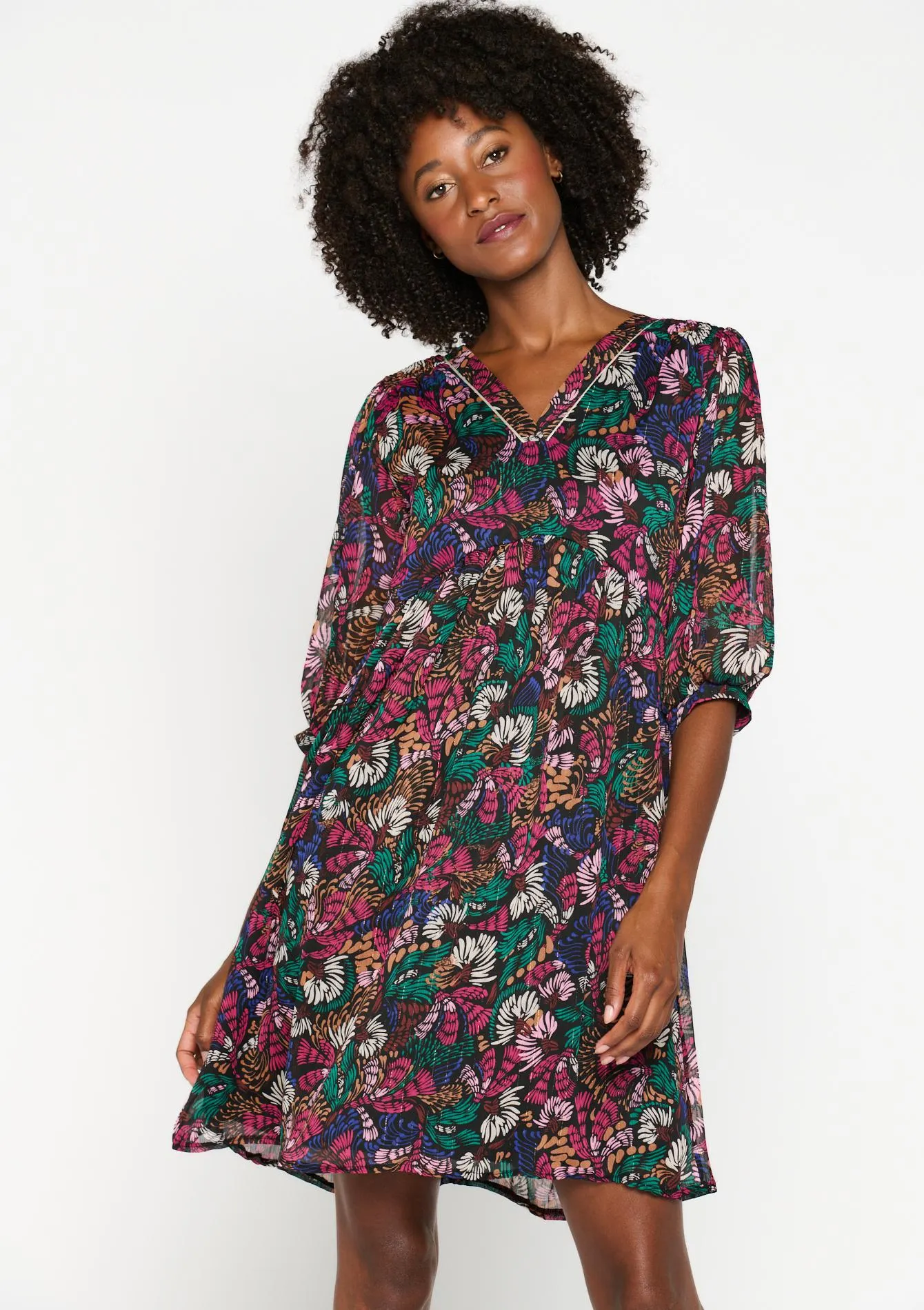 Babydoll dress with floral print