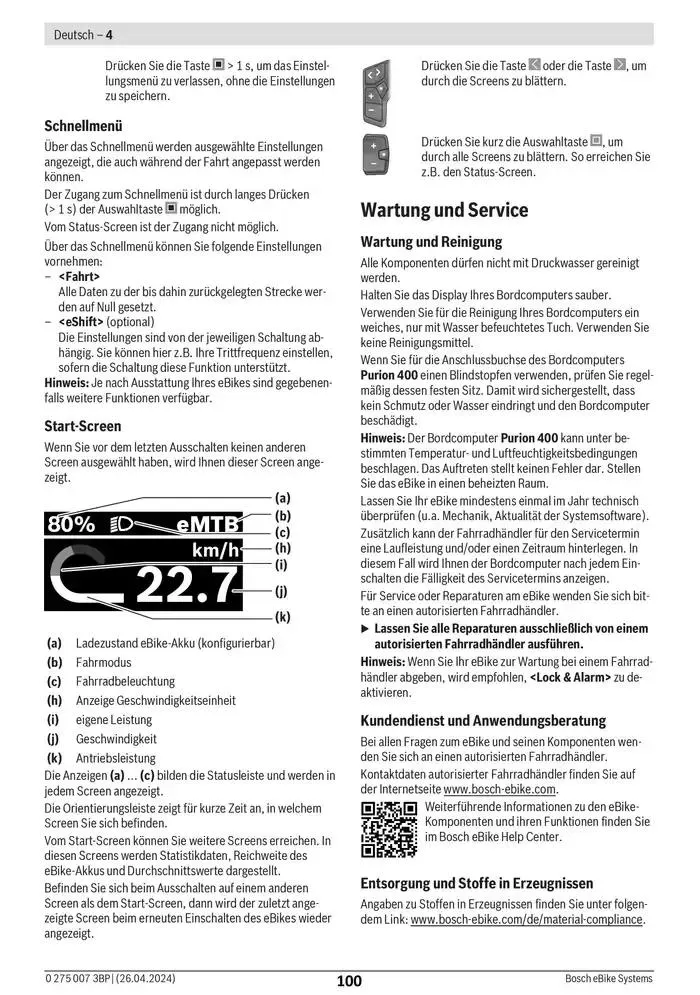 Electric Bike Manual van 12 februari tot 12 augustus 2025 - folder pagina 100