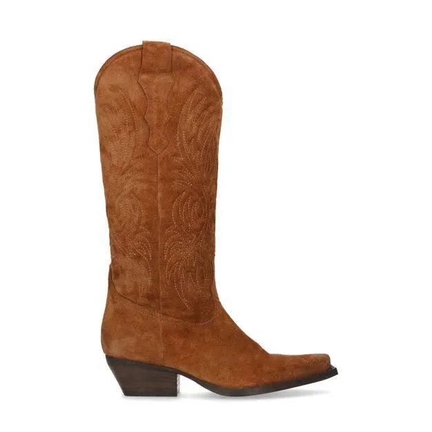 Cognac suède cowboylaarzen