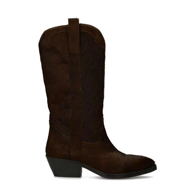 Bruine pony hair cowboylaarzen