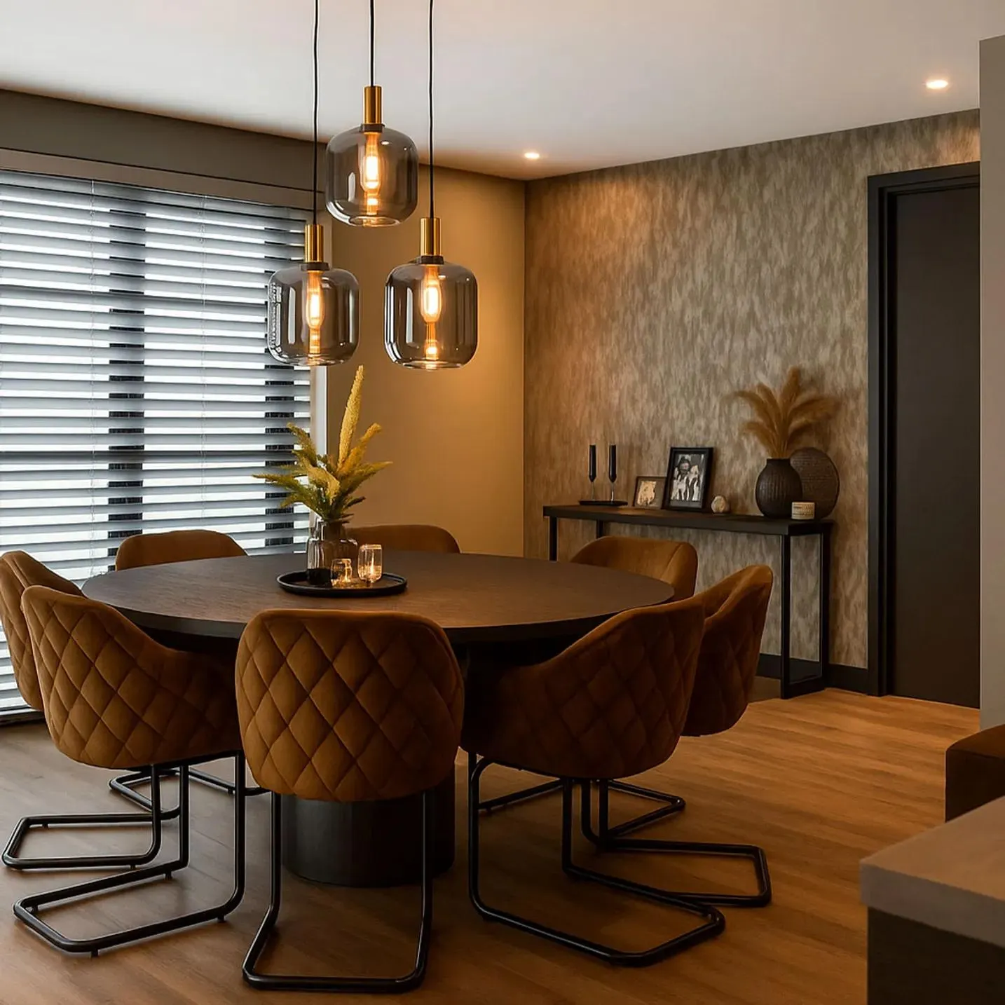 Design hanglamp zwart met goud met smoke glas 3-lichts - Zuzanna