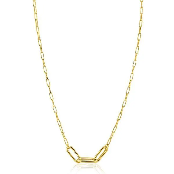 ZINZI gold plated zilveren schakelketting paperclip en 3 grotere ovale schakels 40-45cm ZIC2522