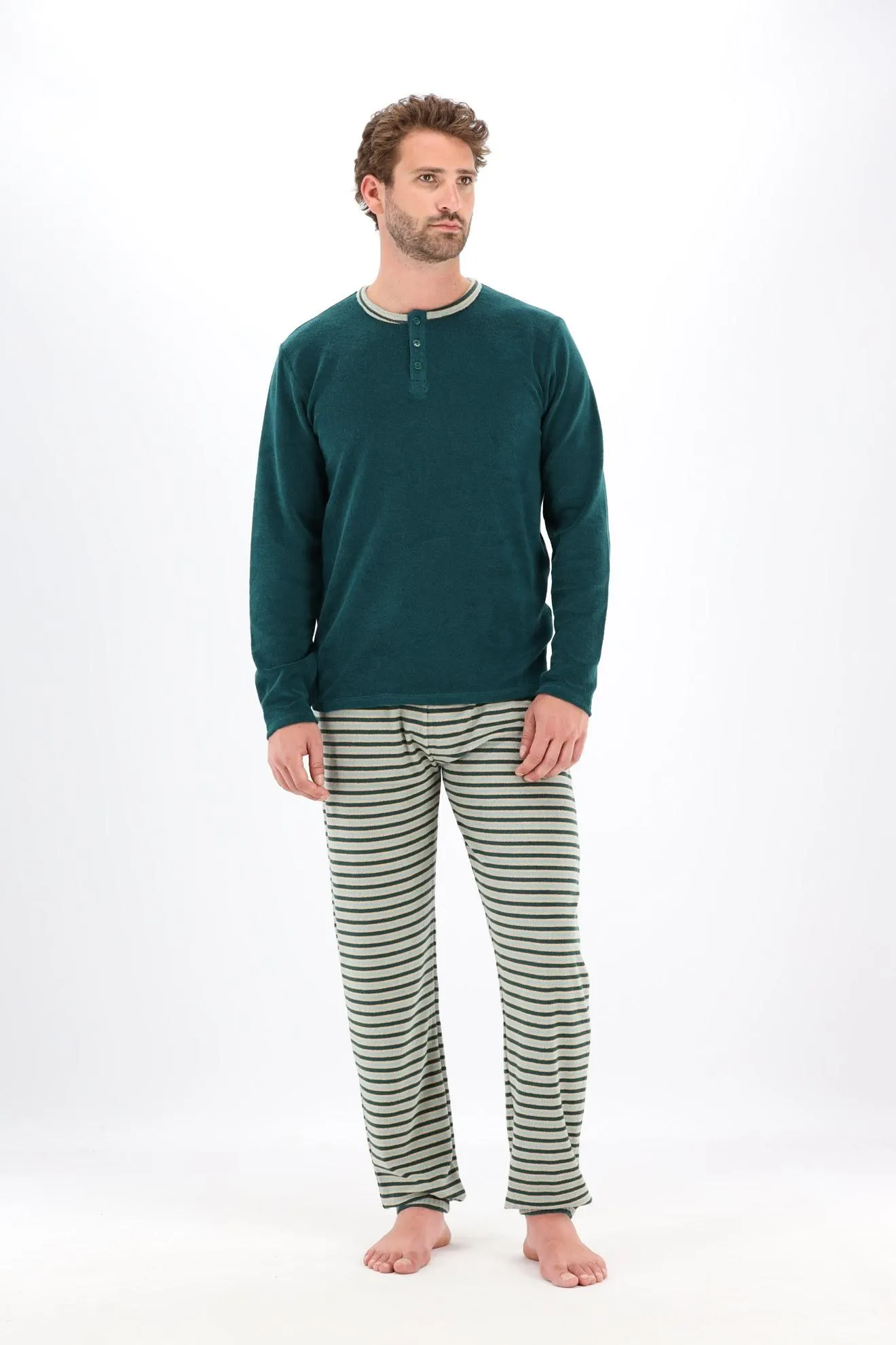 Donkergroene badstof pyjama